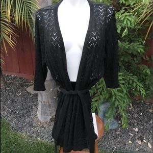 New Avenue Studio Black Cardigan With Waist Tie